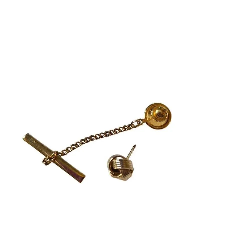 VINTAGE KNOT TIE PIN TACK GOLD TONE